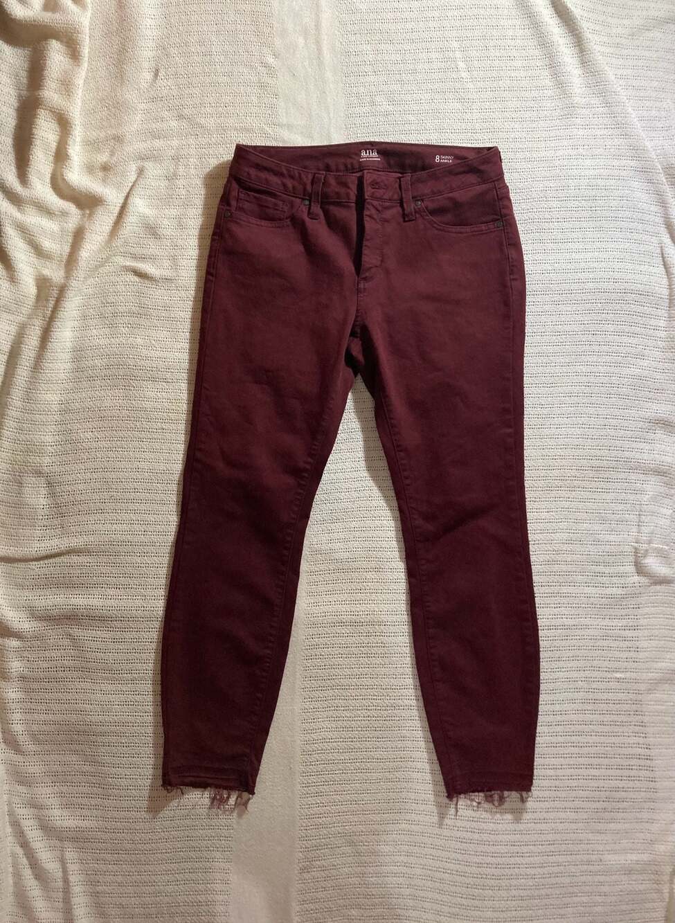 A.N.A. A New Approach Skinny Ankle Jeans Burgundy Size 8